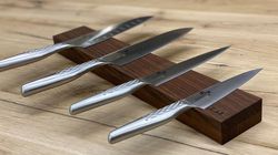 Knife block, magnetic strip walnut