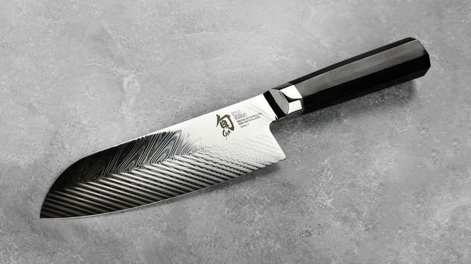 
                    Dual Core Santoku with highly polished blade
