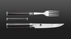 
                    Steak cutlery with steak knife, fork and knife rest